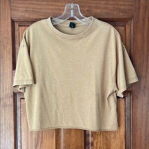 Tan Oversized Cropped Tee